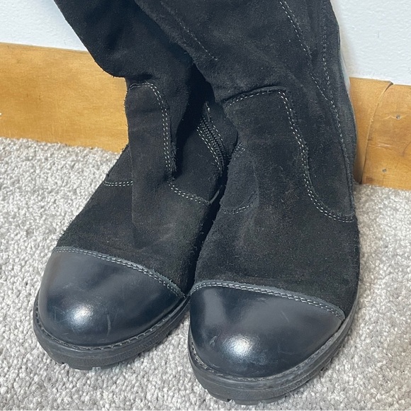 Puma Black Suede Wedge Knee High Boots | Size 6.5 EU 37 | Vintage Sport Goth - Picture 6 of 16